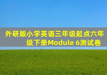 外研版小学英语三年级起点六年级下册Module 6测试卷